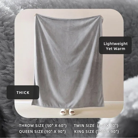 Plush Gray Blanket - Picture 2 of 8